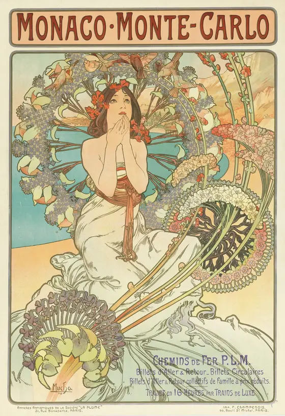 Cestovni plakat Monaco Monte-Carlo od Alfonse Muchy