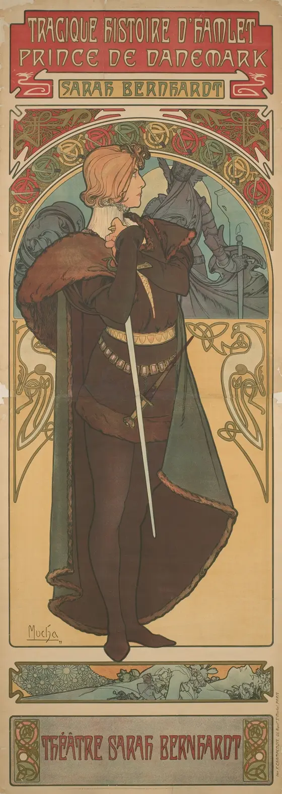 Sarah Bernhardt as Hamlet od Alfonse Muchy