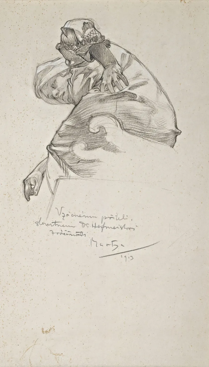 Woman Bending Over by Alphonse Mucha