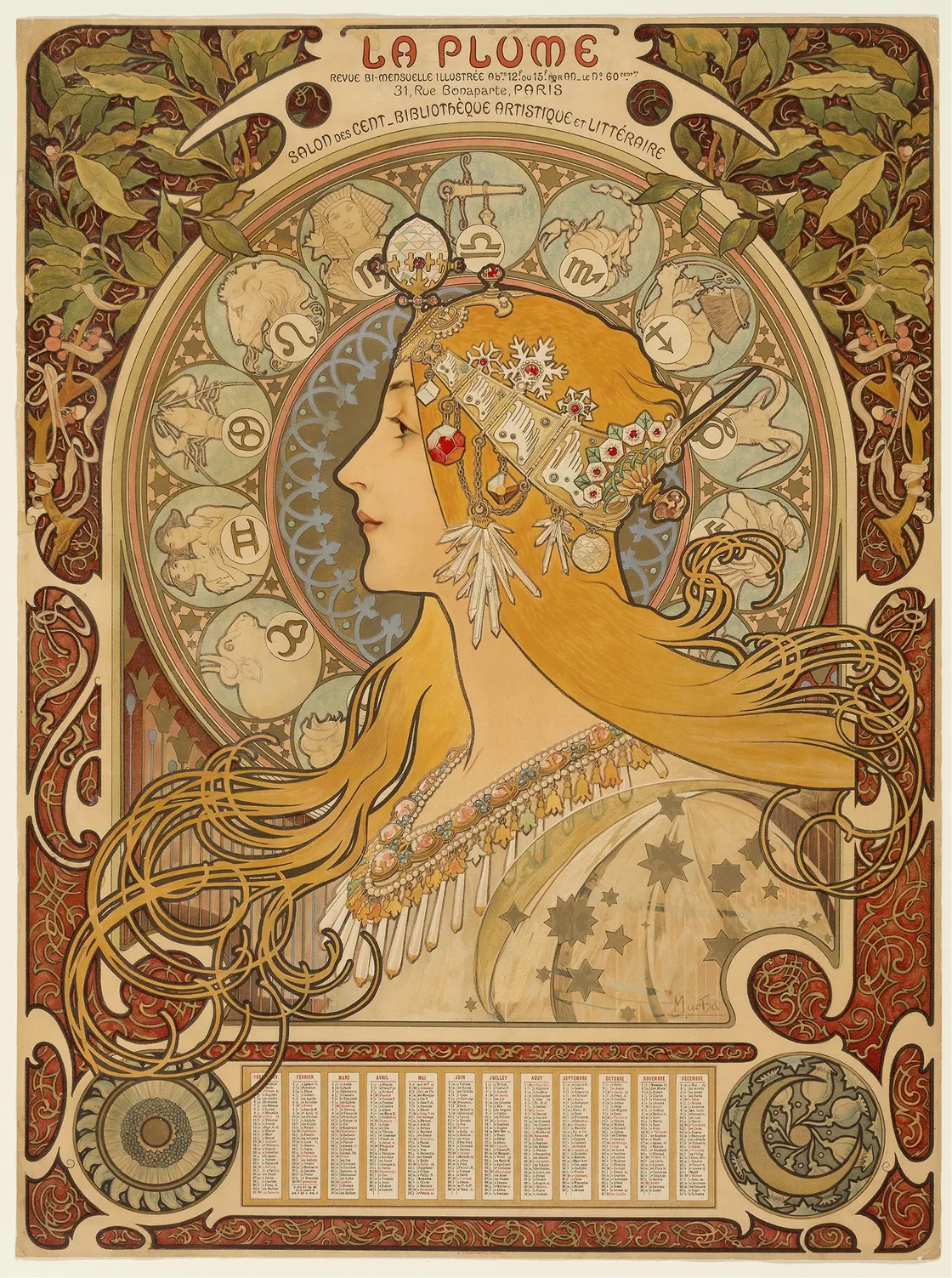 Zodiaque La Plume poster by Alphonse Mucha